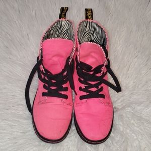 Dr. Martens neon pink canvas boots
